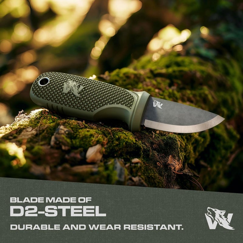 ODENWOLF W-MINI 2 - EDC Neck Knife with Sheath and Necklace - Small EDC Fixed Blade Knife Necklace and Belt Clip - Pocket Fixed Blade Knives - Full Tang Neck Knife with Sheath Tactical + Fire Starter - Image 2